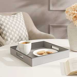 New Style Leather Tray For Organization & Home Decoration Faux Leather Wedding Decor Plates MDF Wood Faux Leather Serving Trays - Product Image 6