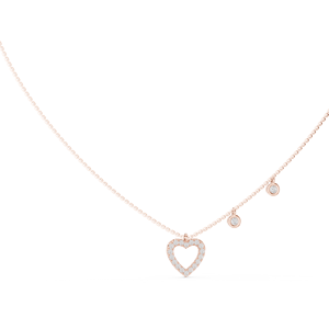 Collar con Colgante de Corazón de Diamante Flotante y Bisel Solitario, Chapado en Rodio, Corte Radiante, para Fiestas, Bodas y Regalos de Compromiso - Product Image 1