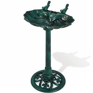 Vasca per Uccelli in Resina Verde Scuro 50*36*81cm con Fontana Solare 1.4W e Bordo a Conchiglia per il Birdwatching in Giardino - Product Image 4