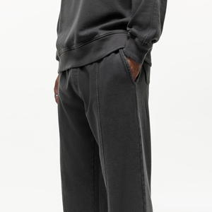 Pantalon de jogging pour homme en coton noir, taille élastique, coupe droite décontractée, ample, poids moyen, respirant, avec poches latérales - Product Image 4