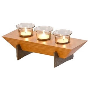 3 Candle Box Type Wooden Farmhouse Rustic Candle Holder Stand Wood Candle Holder Base - Product Image 4