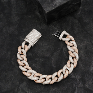 Two Tone Rhodium Plated IGI Certified Cuban Link Moissanite <b>Bangle</b> <b>Bracelet</b> with Round Brilliant Cut Chain for Unisex Party Gift - Product Image 4