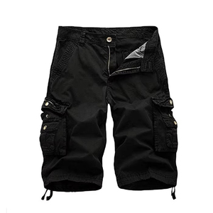 Shorts cargo unis pour hommes, taille mi-haute, avec cordon de serrage, style bermuda, décontractés, avec poches, en polyester, design respirant, en velours côtelé - Product Image 3