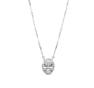 Oval & Round Lab Grown Diamond Necklace Solitaire Wedding Pendant IGI Certified 10K 14K 18K Solid Gold Moissanite Chain Pendant - Product Image 2