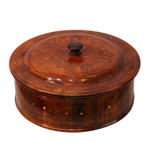 Kitchen <b>Storage</b> Dining Gifting Handmade Wooden Roti <b>Box</b> with Lid Traditional Chapati <b>Storage</b> Container for Roti Dabba - Product Image 6