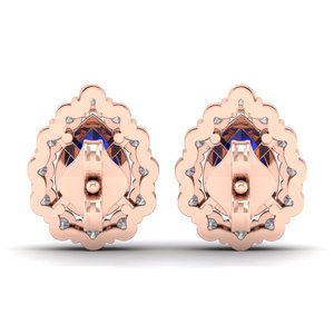 Boucles d'oreilles clous REYES faites à la main en argent sterling 925 avec moissanite et saphir bleu taille poire 1,5 carat, bijoux fins - Product Image 4