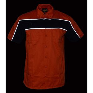 Chemise de travail pour homme en cuir MDM11670.144 2025, noire avec boutons orange, robuste, classique, pour mécanicien - Product Image 3