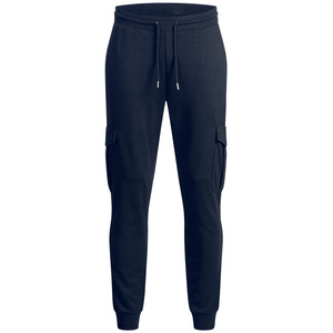 Pantalon de jogging cargo bleu marine pour homme, taille élastique avec cordon de serrage, décontracté, plusieurs poches, coton mi-lourd, idéal pour l'automne - Product Image 5