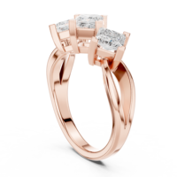 Élégante bague de promesse pour elle, sertie de trois moissanites taille princesse, en argent sterling plaqué or rose 14K, sertie en forme de cerf-volant