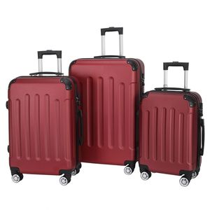 Set di Valigie Trolley 3 in 1 in ABS e Alluminio, 20"/24"/28", Rosso Vino, Leggero, 4 Ruote - Product Image 1