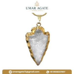 Collar Hecho a Mano con Colgante de Punta de Flecha de Cuarzo Transparente Chapado en Oro, Joyería de Piedras Preciosas de la India, Feng Shui - Product Image 2