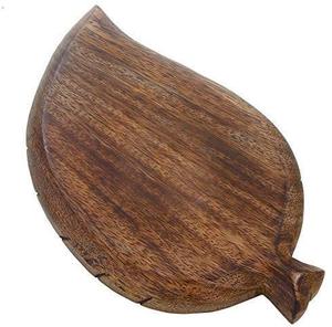 Plateau de service en bois artisanal en forme de feuille, plateau décoratif pour collations, décoration de table rustique style ferme - Product Image 6