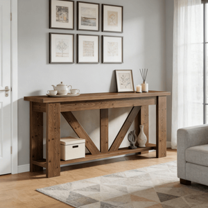 Moderna Consolle Lunga in Legno Massello per Casa, Appartamento e Hotel - Product Image 4