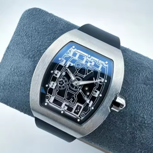Montre mécanique RM AMG, esthétique mécanique, style course, boîtier en acier inoxydable avec bracelet en caoutchouc noir, montre mécanique pour homme tendance - Product Image 3