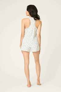 Conjunto de Pijama Sexy para Mujer en Satén de Seda/Algodón, Camiseta sin Mangas, Pantalones Cortos con Cintura Elástica, Suave, Transpirable, para Dormir - Product Image 2