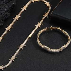 สร้อยคอและกำไลข้อมือแบบฮิปฮอปประดับเพชรทรงกลมแบบ Iced Out สไตล์หรูหรา ขายส่ง - Product Image 5