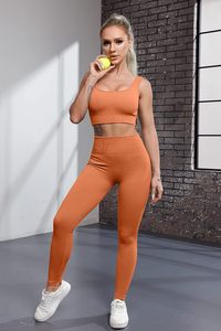 Ensemble de yoga pour femmes en marque privée, 2 pièces, vêtements de sport tendance, taille élastique, ensemble de yoga personnalisé, vêtements de sport pour femmes, ensembles de yoga pour l'entraînement - Product Image 2