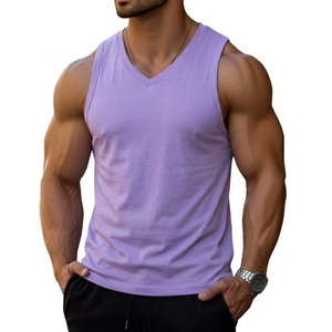 Fashion Men's V Neck Muscle Tank Top Customizable Sleeveless Gym <b>Vest</b> Athletic Training Casual Streetwear Bulk Tank Top For Men - Product Image 6
