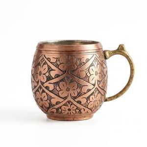 Vaso de Cobre de Calidad Superior con Asa Dorada, Taza Recta Moderna, Vajilla Metálica para Fiestas - Product Image 3