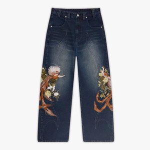 Jeans de Mezclilla para Hombre, Estilo Urbano, de Alta Calidad, Personalizados, Azules, Estampados, de Corte Ajustado, con Pierna Ancha, Lavados, Lavables - Product Image 6