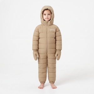 Mono de Nieve con Capucha para Bebé Niño, Marca Hawk Eye, Aislante Sintético, Resistente al Viento, Cierre de Cremallera, Color Beige, para Bebés y Niños Pequeños - Product Image 1