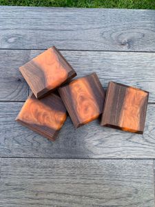 Rustic Walnut Resin <b>Coasters</b> for Farmhouse Décor Natural Walnut Wood Epoxy <b>Drink</b> <b>Coasters</b> for Serving - Product Image 2