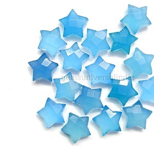 พลอยแคลเซโดนีสีน้ำเงินธรรมชาติ รูปดาว ขนาด 10 มม. เจียระไนทรงเหลี่ยม แกะสลักด้วยมือ รูปทรงบริโอเล็ต ขายส่งราคาถูก สำหรับทำเครื่องประดับ - Product Image 6