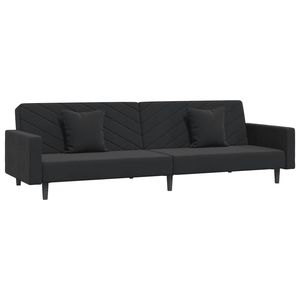 Divano letto 2 posti in velluto nero con due cuscini - Product Image 2