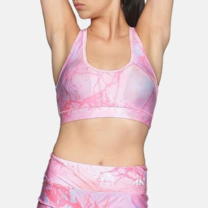 Women's Breathable High Support Backless Sports Bra for Gym Fitness Slim Fit Yoga Workout with Front Logo Washed Technique - Product Image 1