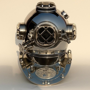 Réplique de casque de plongée Mark V en métal brillant, objet de décoration nautique, de collection vintage pour la mer et l'océan - Product Image 1