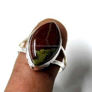 Anillo de Plata de Ley 925, anillo para mujer, anillo de plata de jaspe de sangre, anillo de bodas, regalo para su anillo, anillo de regalo de declaración - Product Image 1
