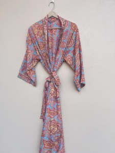 Floral Printed Silk Handmade Kimono <b>Robe</b> Vacations Wear Silk Dress For <b>Women</b> - Product Image 4
