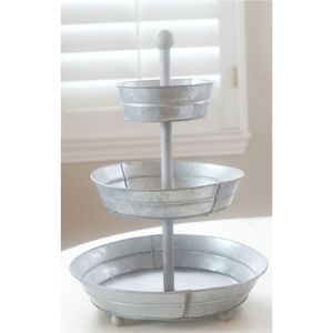 Wholesale 3Tier Metal Cake Stand Rustic Galvanized Serving Tray Farmhouse Dessert Display Stand Tiered Tray for Party Home Decor - Product Image 1
