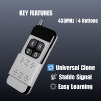 Télécommande sans fil intelligente RF 433 MHz/315 MHz - Clé universelle pour ouvre-porte de garage pour la domotique