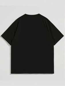 T-shirt blanc uni à manches courtes en coton lourd 240 GSM, style streetwear, col montant imprimé, t-shirts personnalisés pour hommes - Product Image 2