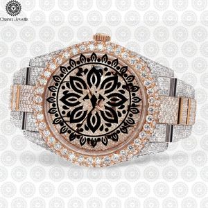 Charm_Jewells Women's Luxury Stainless Steel <b>Watch</b> Round Analog Quartz Dial Sapphire Crystal 40mm <b>Diamond</b> Accents Folding Clasp - Product Image 1
