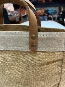 Jute Extra <b>Large</b> <b>Beach</b> Tote Shopping <b>Bag</b> with Top Handle and Hand Length Handle Custom Logo Option for Groceries - Product Image 3