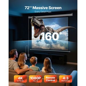 Schermo di Proiezione Elettrico Motorizzato da 72 Pollici 4:3 1080 HD, Montaggio a Parete per Proiettore 4K, Compatibile 16:9 Remo - Product Image 2