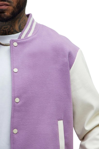 College Baseball Varsity Jacket for <b>Men</b> with Custom Logo Wool Stand Collar Geometric Patchwork for Autumn/Winter Wear - Product Image 6