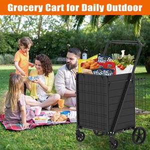 Carrello spesa pieghevole extra large con doppio cestello, rotazione a 360 gradi, su ruote - Product Image 5