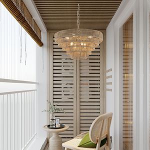 Lustre moderne de style bohème de 24 pouces à 5 couches en corde de chanvre tressée, élégante suspension lumineuse à 5 niveaux W1340P155977/L1019 - Product Image 5