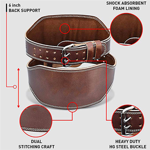 High Quality Cowhide Leather Gym Fitness Workout Weightlifting <b>Belt</b> Customized Premium Professional Protection Non-Slip Power - Product Image 3