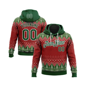 Custom Christmas Hoodie <b>Men's</b> <b>Red</b> White Print Personalized Name Number Sport Casual Wear Winter Knitted <b>Sweatshirt</b> - Product Image 6