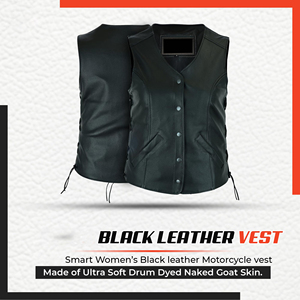 Gilet en cuir premium pour femme, en cuir de vachette véritable, col en V, sans manches, veste personnalisée brodée pour femme, gilet de motard, haut à vendre - Product Image 3
