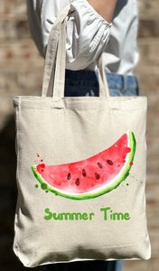 Natural Cotton Canvas Tote <b>Bag</b> Long Handle Canvas Tote <b>Bag</b> with Custom Logo Print Cotton Calico <b>Bags</b> Promotional Grocery <b>Bag</b> - Product Image 1