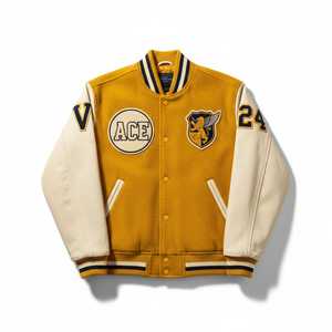 Veste en cuir d'hiver pour homme Furat Leathers, jaune, personnalisée, style varsity, logos personnalisés, style streetwear, coupe-vent - Product Image 1