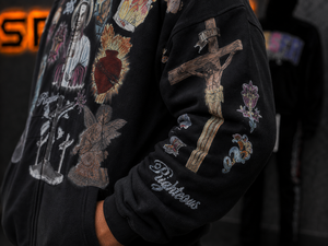 Ensemble survêtement homme imprimé streetwear, sweat à capuche et pantalon, noir, coton French Terry, pour l'automne, avec impression DTF - Product Image 4