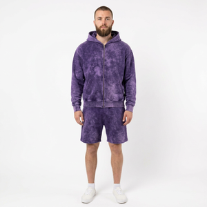 Custom <b>Men's</b> <b>Hoodie</b> <b>And</b> <b>Shorts</b> <b>Set</b> Cotton Fleece Two Piece Casual Streetwear Outfit With Screen Print Graphic Elastic Waist - Product Image 6