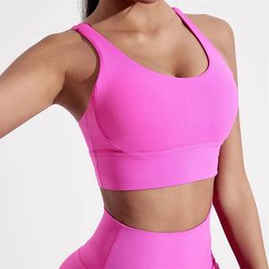 Soutien-gorge de sport pour femme, couleur unie, dos croisé, haute résistance, haut de gamme, pour entraînement complet, gym, yoga, avec coussinets de poitrine - Product Image 4