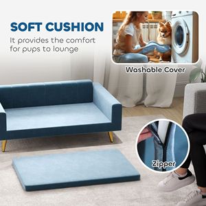 Canapé pour chien en velours moderne, lit pour animaux de compagnie en forme de beignet, pour chiens de petite à moyenne taille, bleu foncé - pour la saison d'automne - Product Image 5